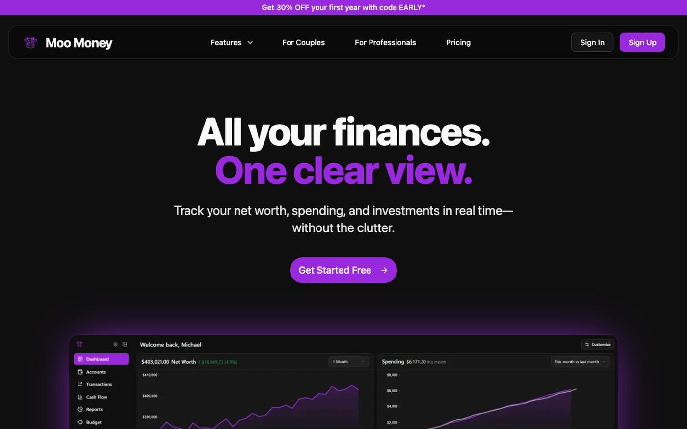 Moo Money — Your Finances, One Clear View — screenshot