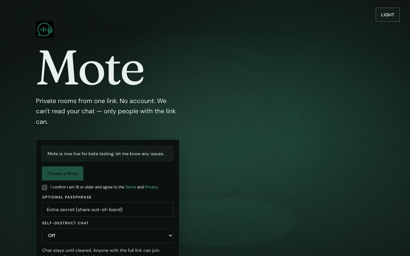 Mote — screenshot