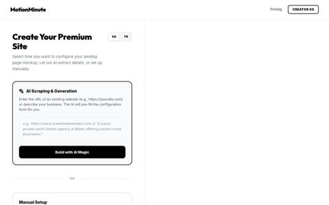 MotionMinute | Instant Website Builder for Local Businesses & Creators — screenshot
