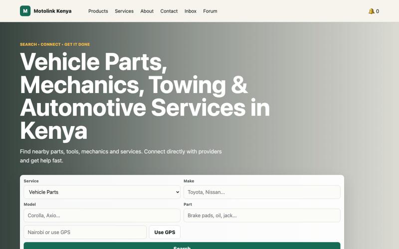 Motolink Kenya | Auto Parts, Mechanics, Towing & Services — screenshot