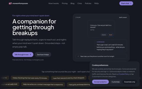 Breakup Support Companion · moveonfromyourex — screenshot