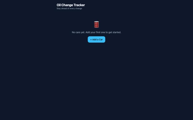 Oil Change Tracker — screenshot