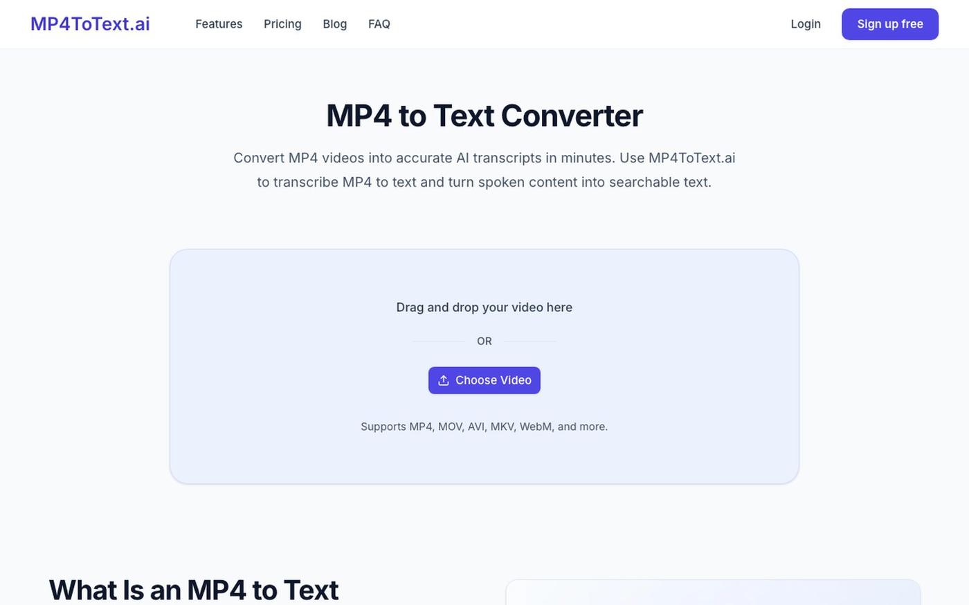 Transcribe MP4 to Text Free | Accurate AI Transcription — screenshot