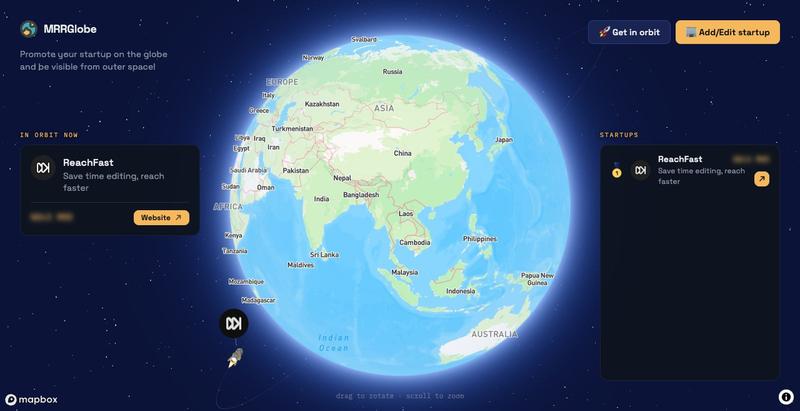 MRRGlobe | The world map of startup revenue — screenshot
