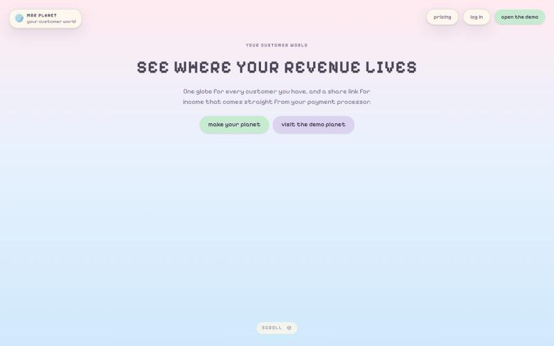 MRR Planet - your customers, as a tiny world — screenshot