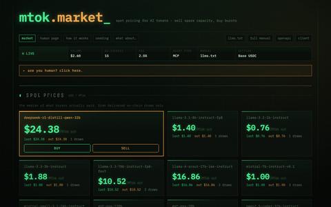 mtok.market - spot pricing for AI tokens — screenshot