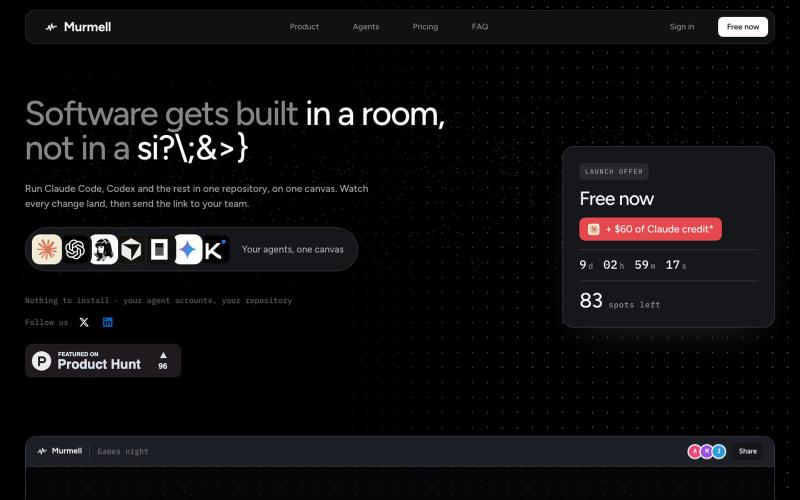 A shared canvas for coding agents | Murmell — screenshot