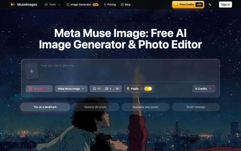 Meta Muse Image AI Image Generator — Try Online Free — screenshot