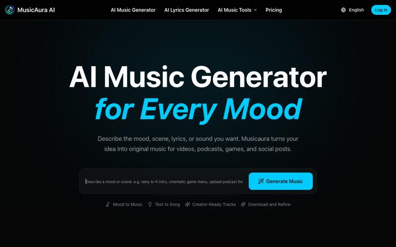 AI Music Generator for Every Mood | Musicaura — screenshot
