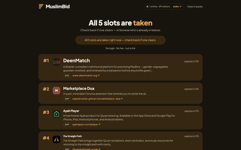 MuslimBid — Free Advertising for Muslim-Owned Businesses — screenshot
