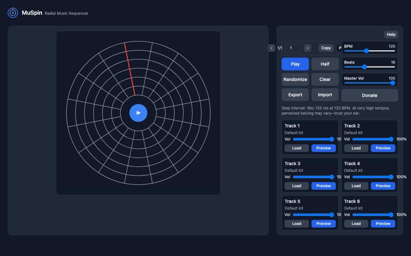 MuSpin - Radial Music Sequencer — screenshot