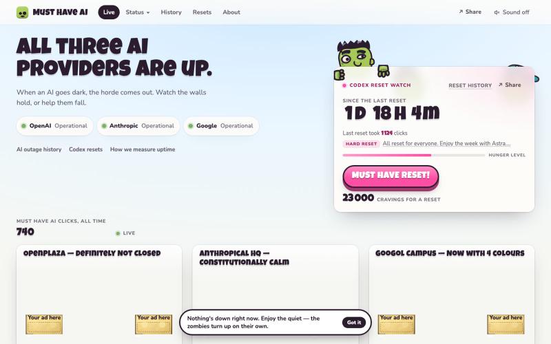 Must Have AI — all quiet (suspiciously) — screenshot