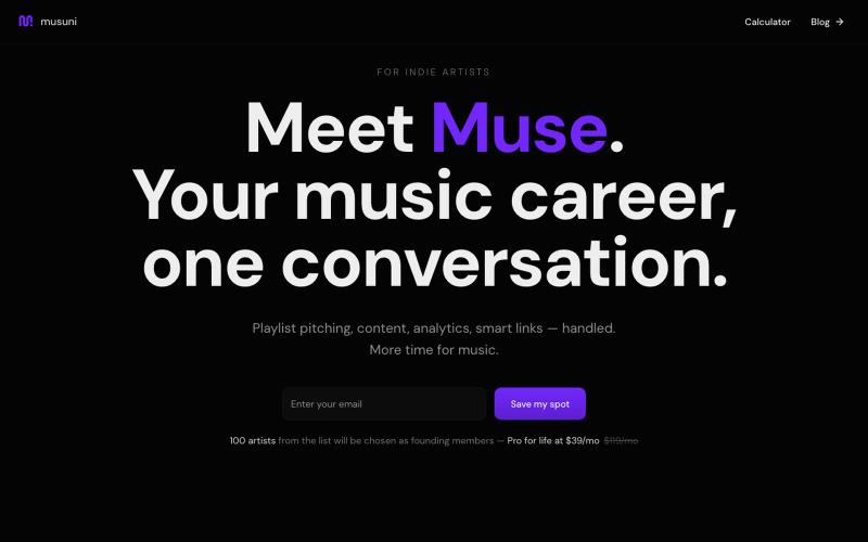 Musuni — Your AI-Powered Music Career Manager | Join Free — screenshot