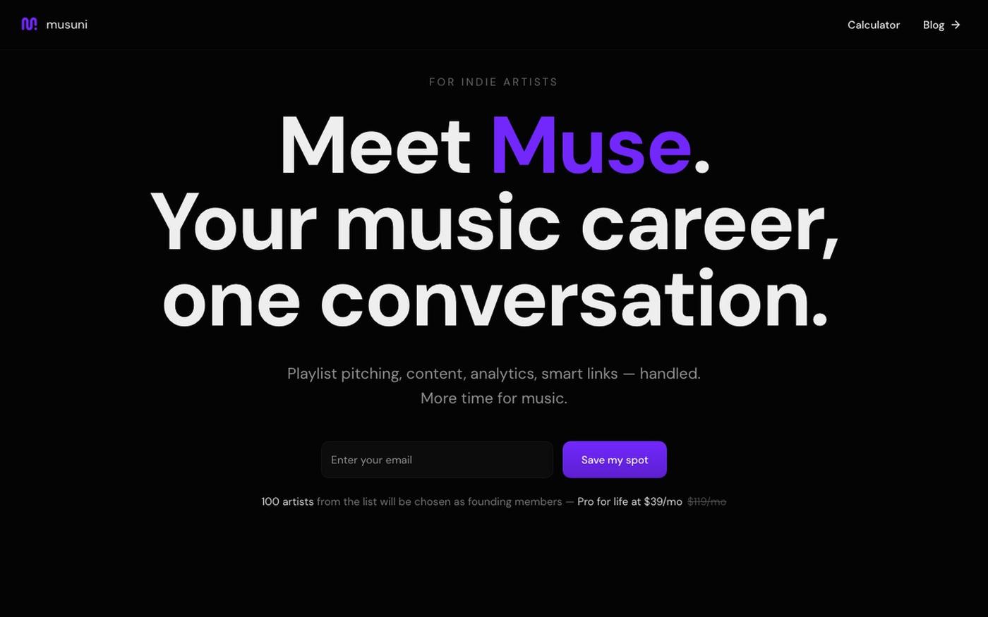 Musuni — Your AI-Powered Music Career Manager | Join Free — screenshot