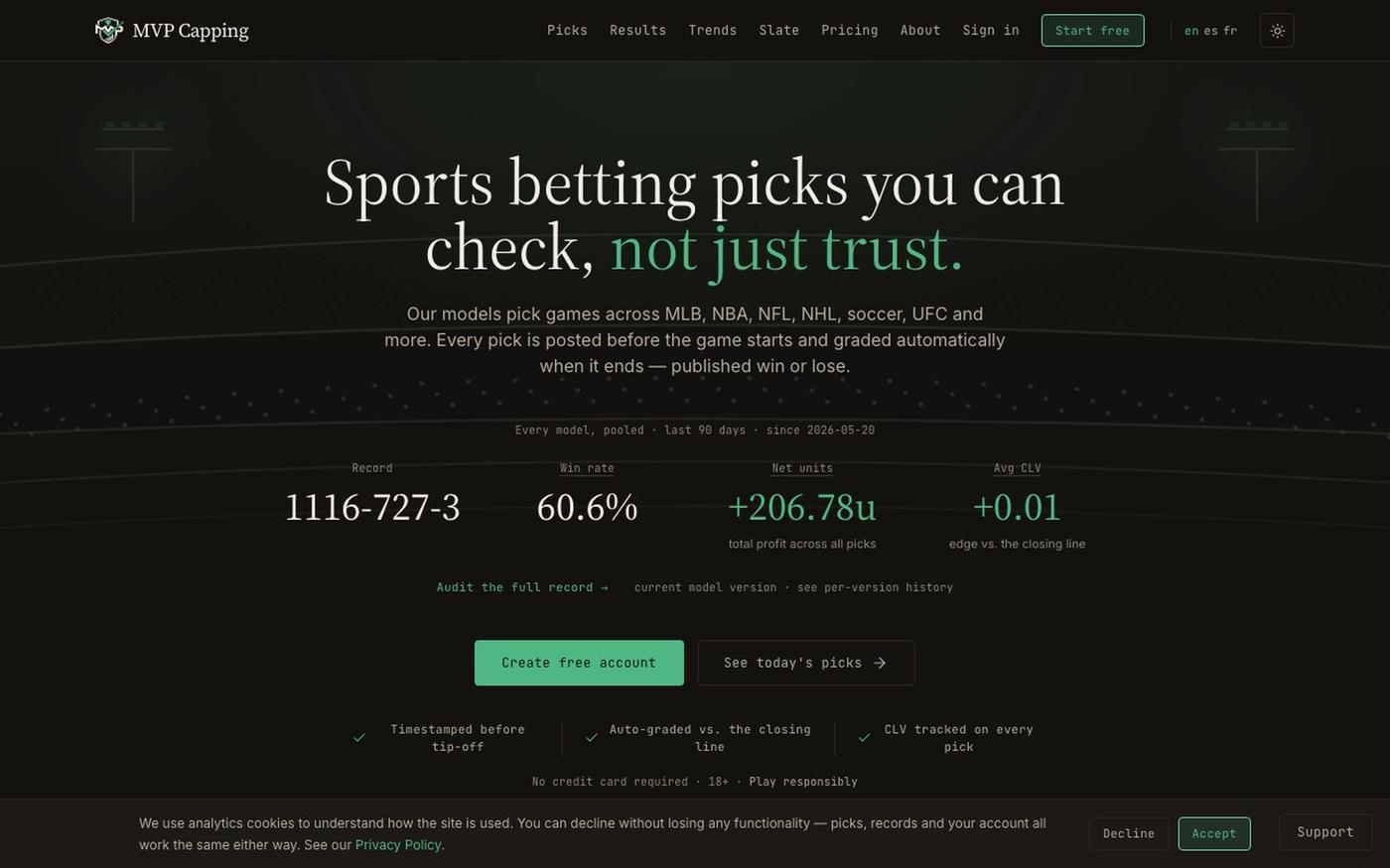 MVP Capping — Sharp Sports Betting Picks & Analytics — screenshot
