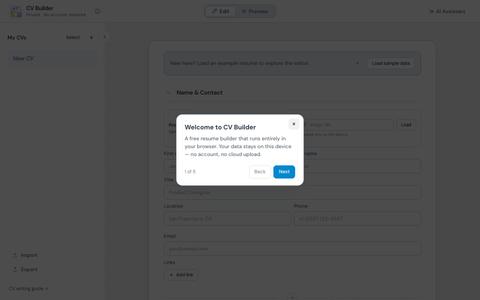 CV Builder — Free Private Resume Editor — screenshot