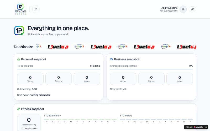 OnePlace — Your personal & business hub — screenshot