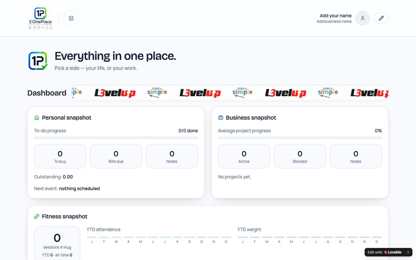 OnePlace — Your personal & business hub — screenshot