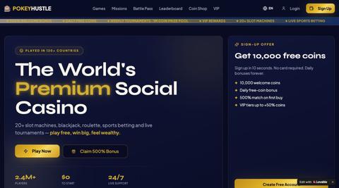 PokeyHustle — #1 Free Social Casino | Slots, Blackjack, Roulette & Sports — screenshot