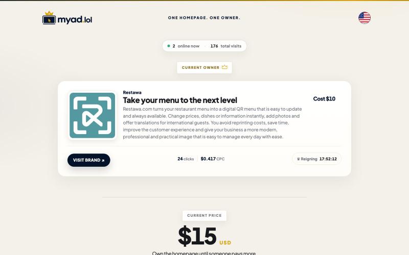 MyAd.lol | One Ad. One Homepage. One Owner. — screenshot