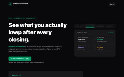 MyAgentCommissions | Free Realtor Commission Ledger & Tax Tracker — screenshot
