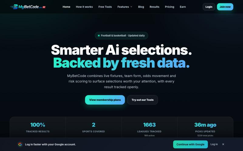 MyBetCode - Ai-Assisted Intelligence Smart Sports Prediction — screenshot