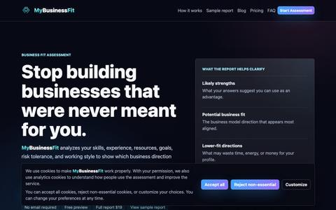 MyBusinessFit - Discover the Business That Fits You Best - mybusinessfit.com — screenshot