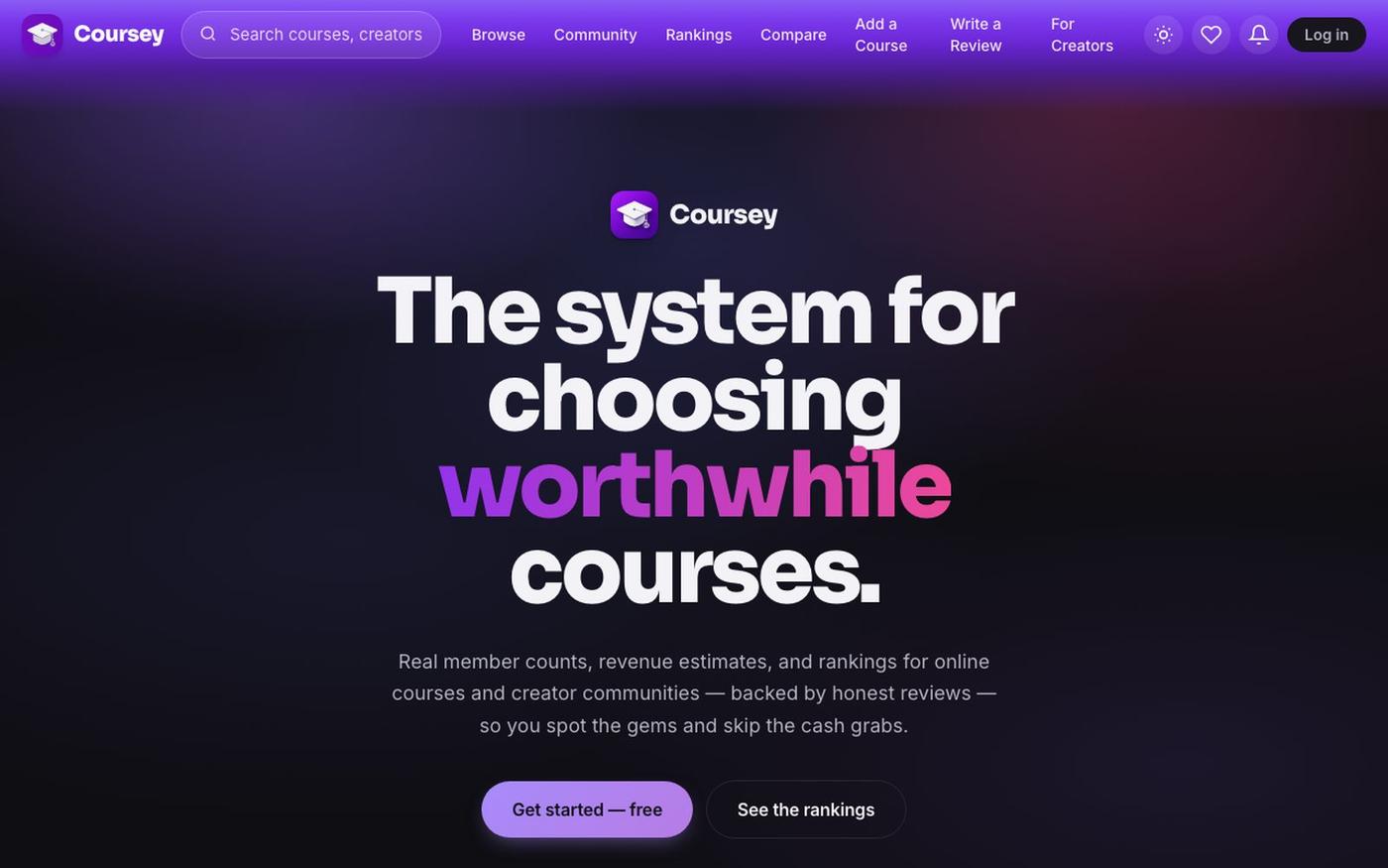 Coursey — Real data & honest reviews for online courses — screenshot