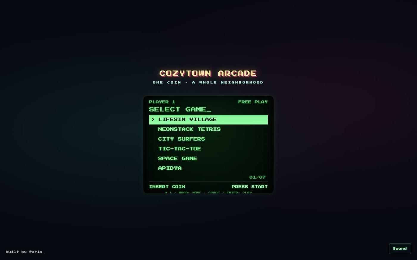CozyTown Arcade — screenshot