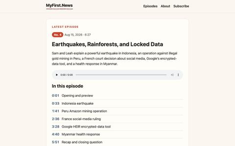 MyFirst.News — A news podcast for curious kids — screenshot