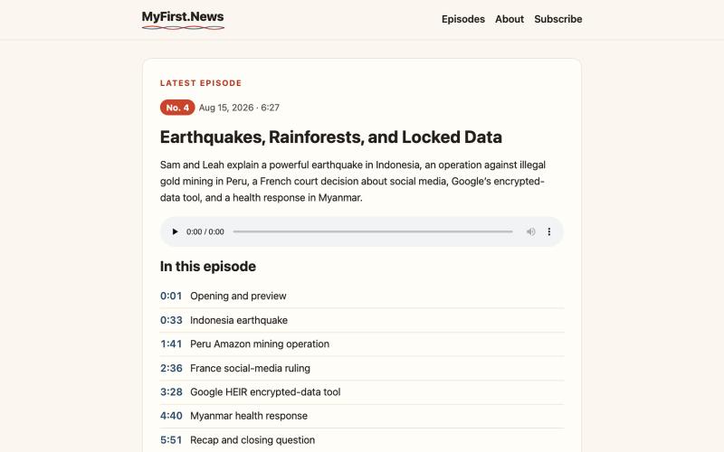 MyFirst.News — A news podcast for curious kids — screenshot