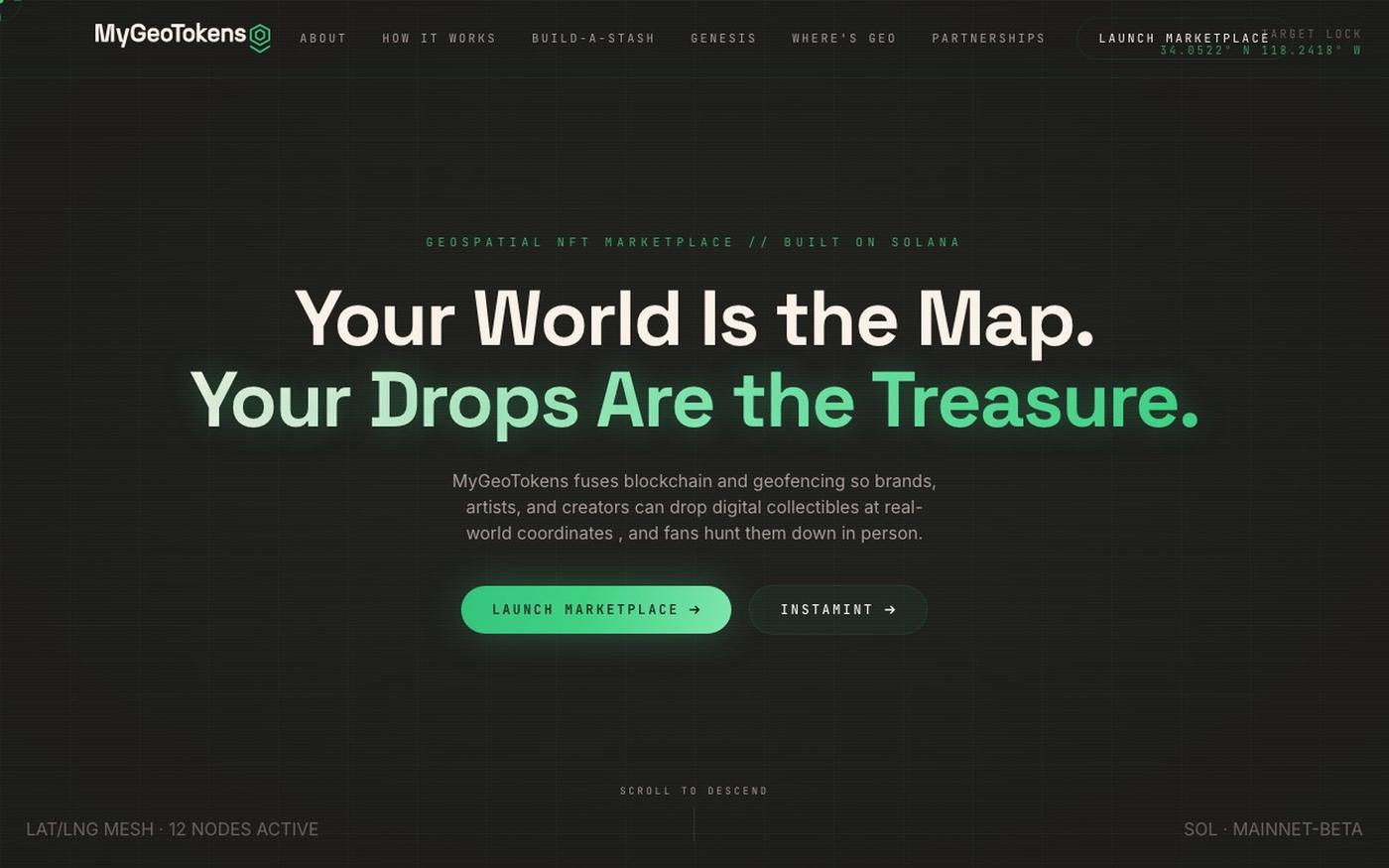 MyGeoTokens , The world's first Geospatial NFT Marketplace — screenshot