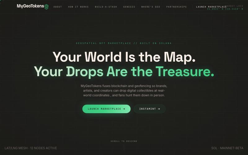 MyGeoTokens , The world's first Geospatial NFT Marketplace — screenshot