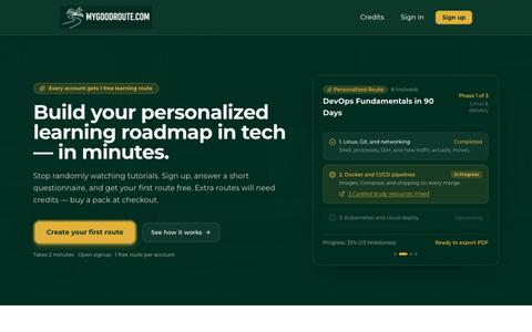 MyGoodRoute — Build Your Personalized Tech Learning Roadmap — screenshot