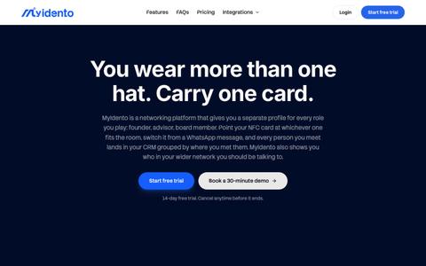 MyIdento: digital business cards that sync to your CRM — screenshot