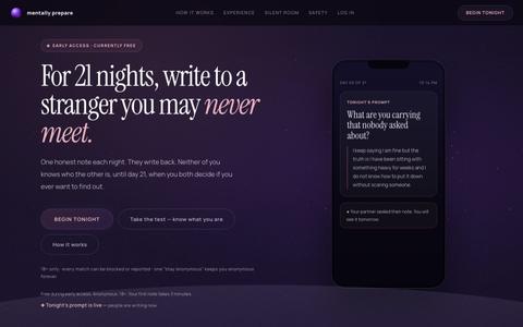 Mentally Prepare — Anonymous Pen Pal Journal: Write to One Stranger for 21 Night — screenshot