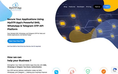 OTP Verification: SMS, WhatsApp & Telegram 2FA | MyOTP.App — screenshot
