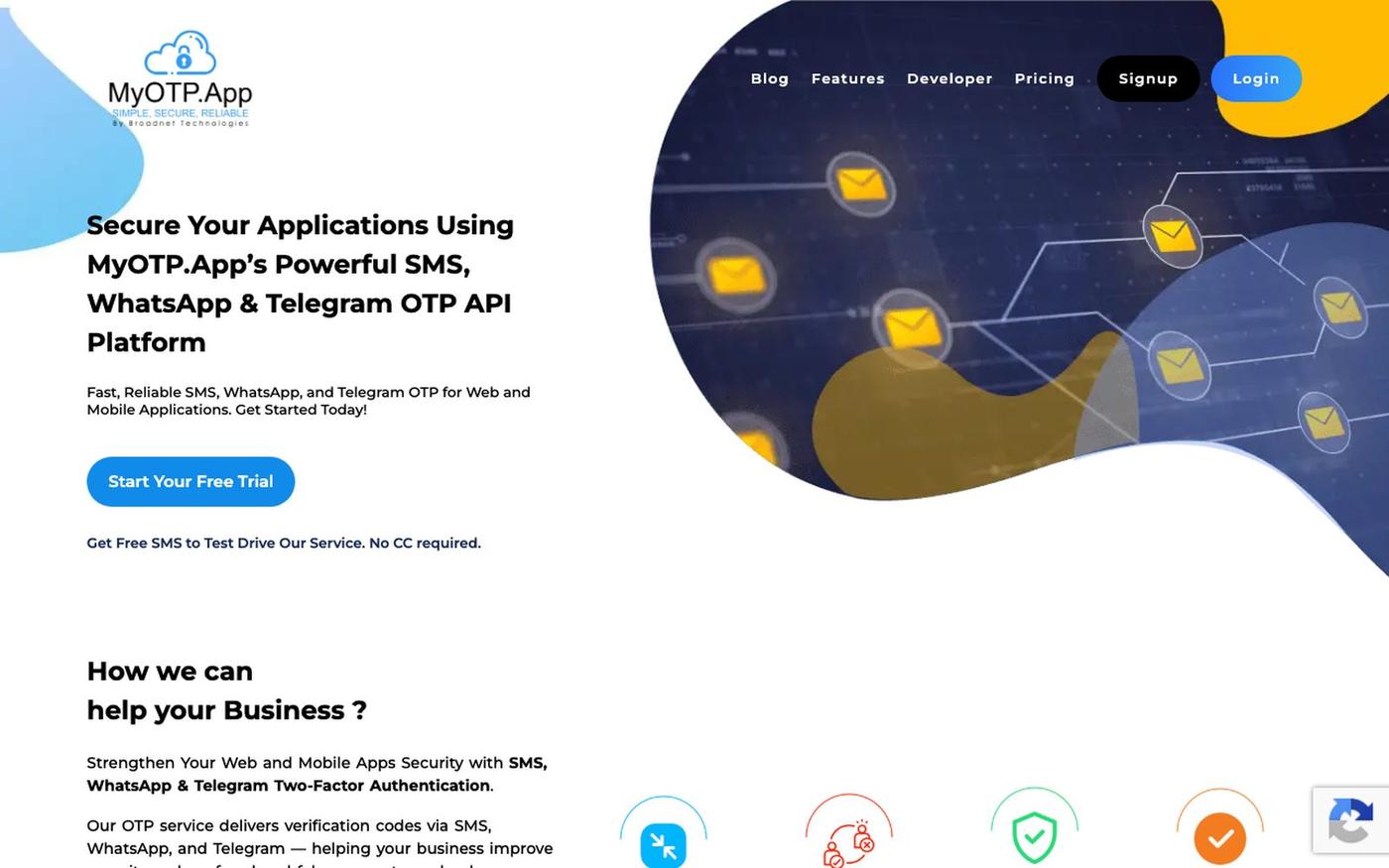 OTP Verification: SMS, WhatsApp & Telegram 2FA | MyOTP.App — screenshot