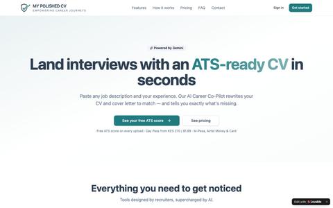 My Polished CV — AI Career Co-Pilot for ATS-ready CVs — screenshot