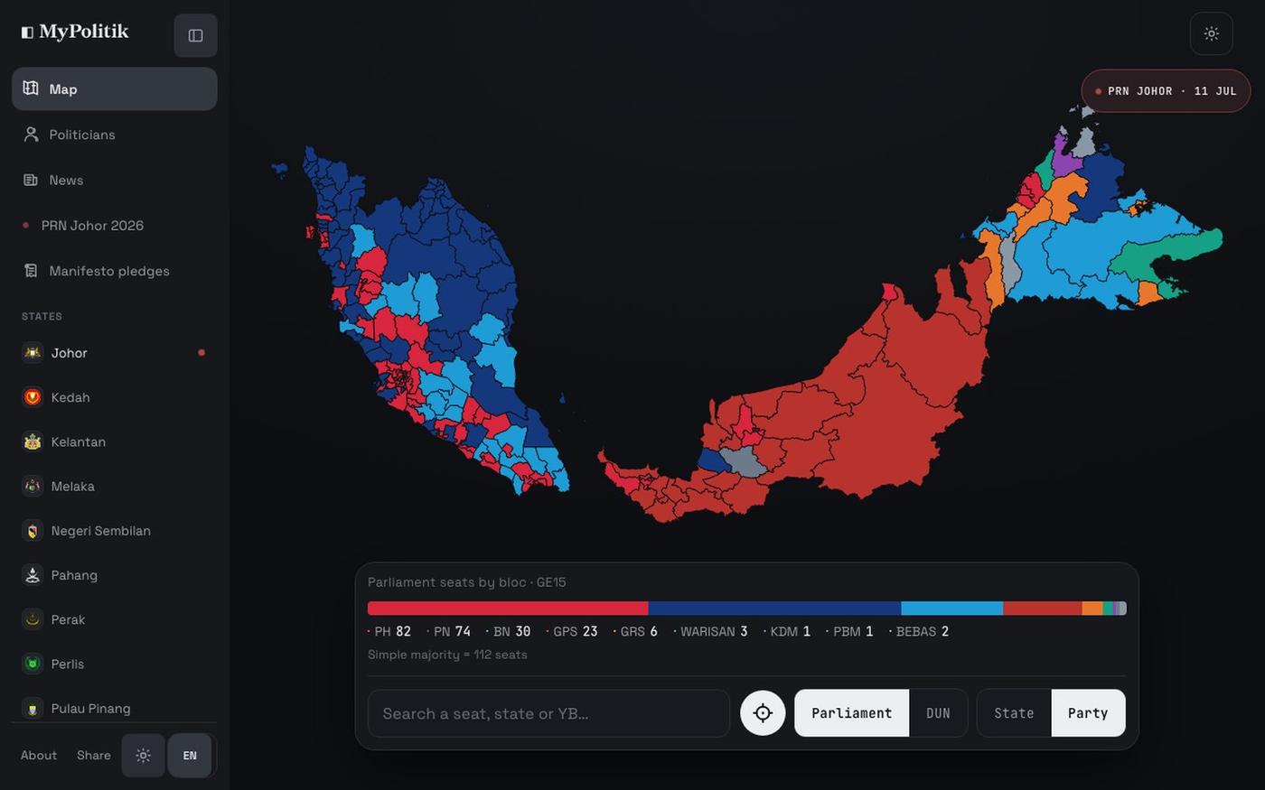 MyPolitik — Map Malaysia's Representatives — screenshot