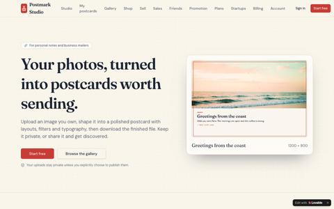 Postmark Studio — turn your photos into postcards — screenshot