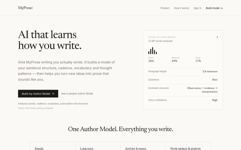 Prose — AI that learns how you write — screenshot