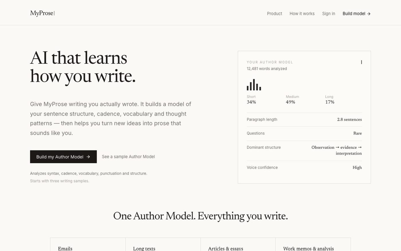 Prose — AI that learns how you write — screenshot