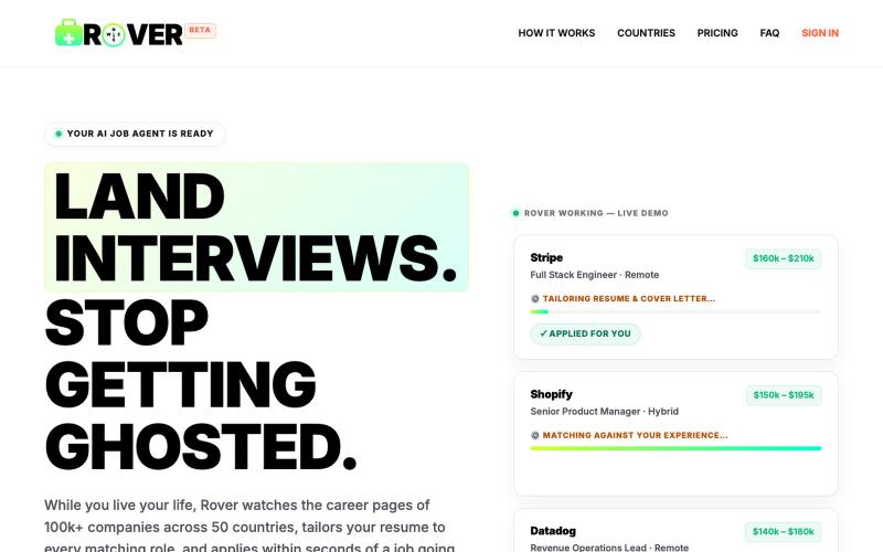 RoleRover | Your AI Job Agent — Land Interviews on Autopilot — screenshot