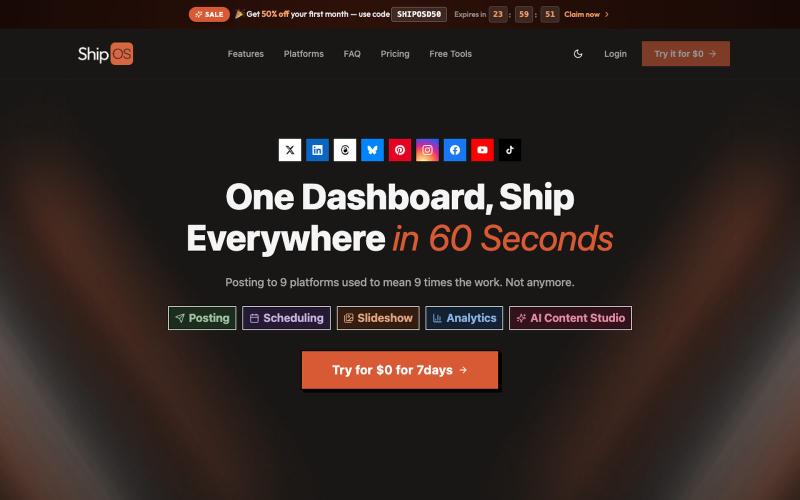 ShipOS — Social Media Scheduling & Management Tool for Everyone — screenshot