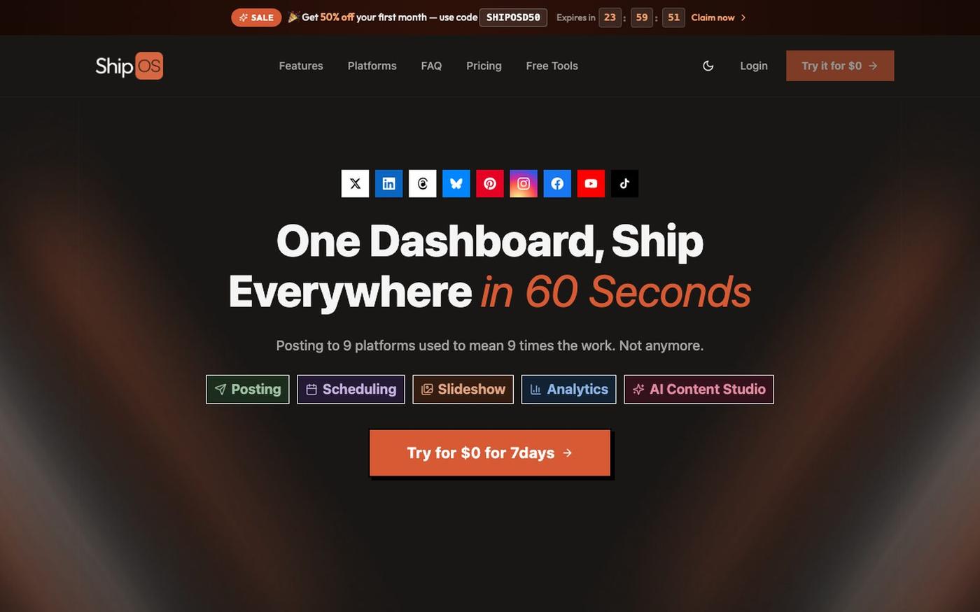 ShipOS — Social Media Scheduling & Management Tool for Everyone — screenshot