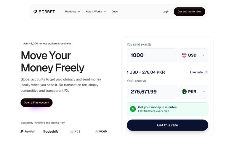 Sorbet | Global Accounts & Cross-Border Payments — screenshot