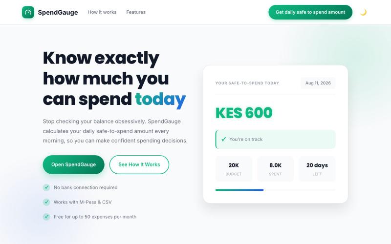 SpendGauge – Know Exactly How Much You Can Spend Today — screenshot