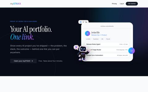 mySTAXX — Your AI portfolio in one link — screenshot