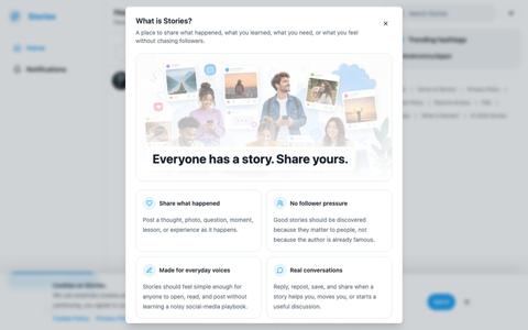 Stories — the follower-free social network for real stories - Everyone has a sto — screenshot